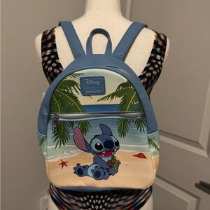 Disney Loungefly Beach Stitch Mini Backpack – Blue/Green/Cream – Great Condition